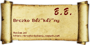 Brczko Bökény névjegykártya